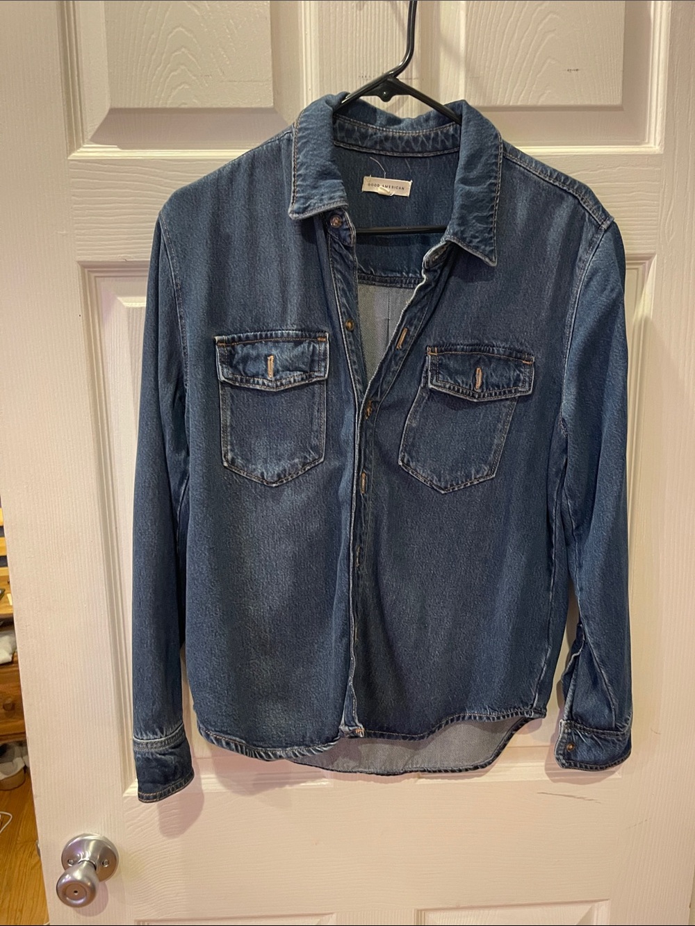 Good American Indigo Denim Shirt Jacket